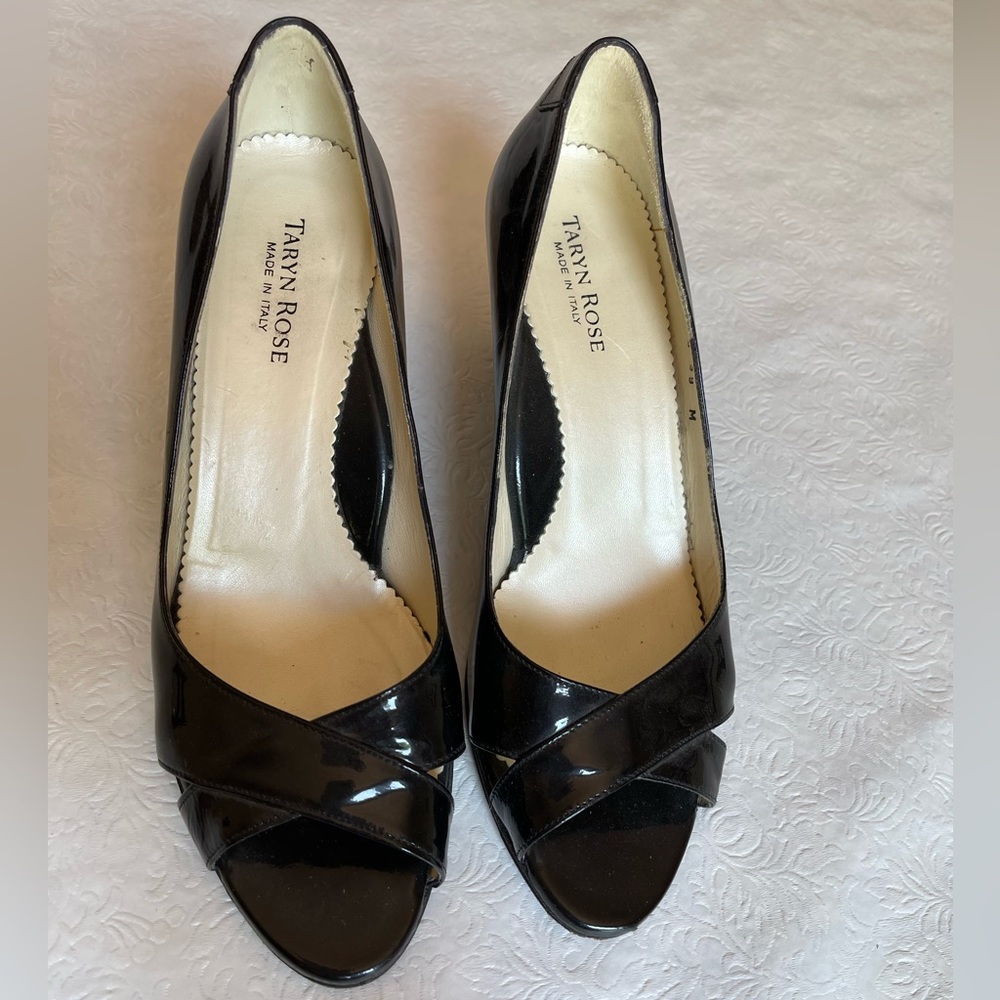 Taryn Rose Black Patent Wedge Heels
